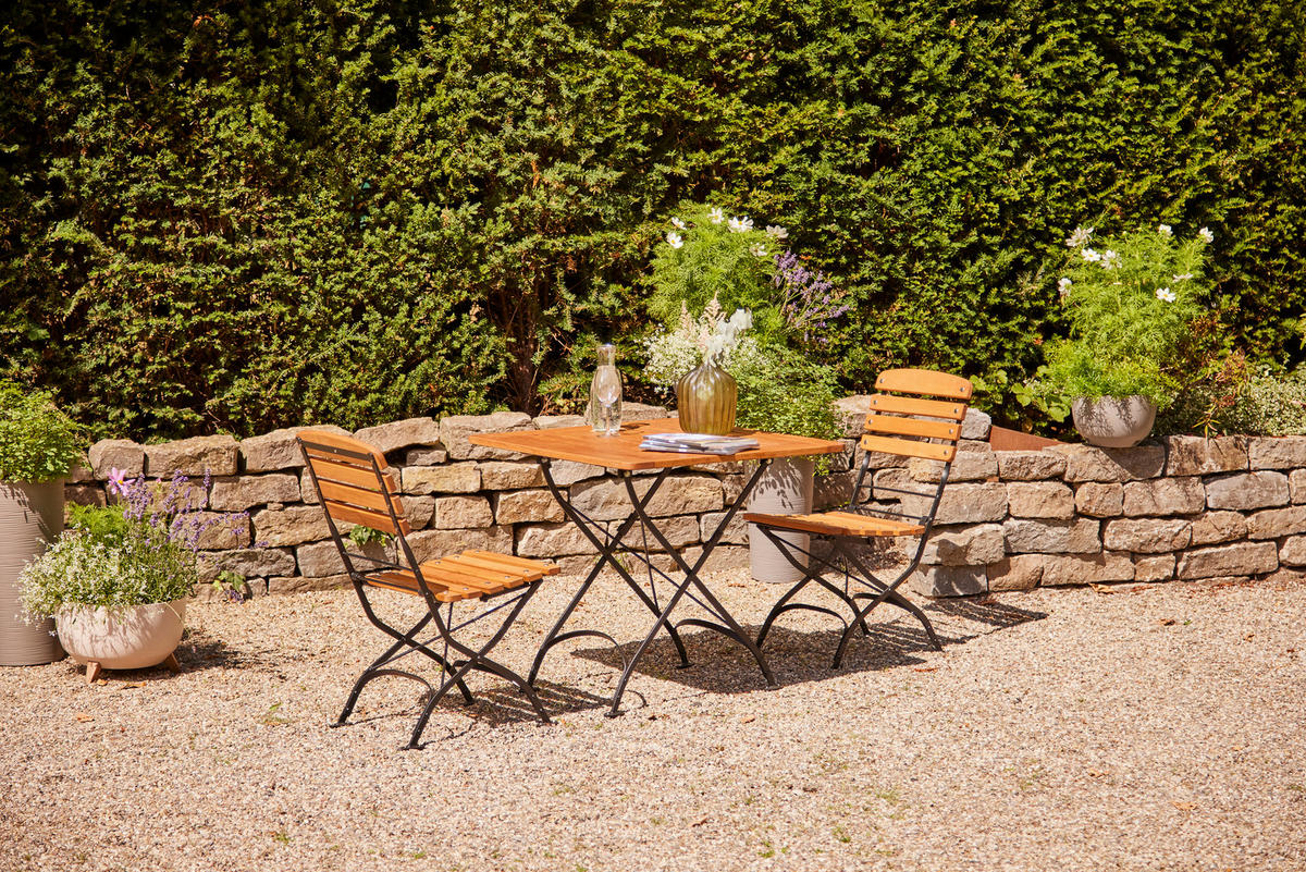 GARTENKLAPPTISCH 80/80/78 cm  - Robinienfarben/Schwarz, KONVENTIONELL, Holz/Metall (80/80/78cm) - Siena Garden