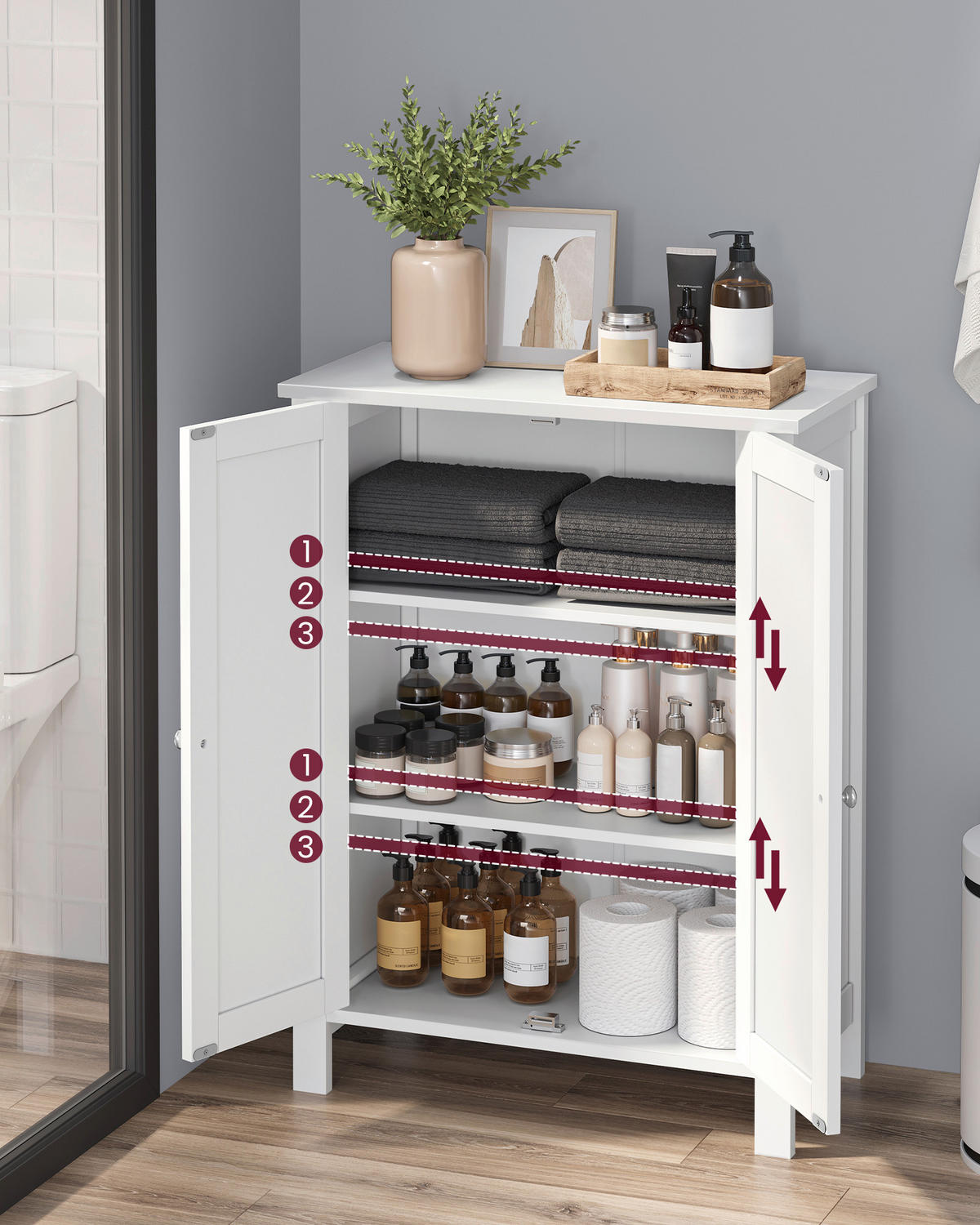 SEITENSCHRANK 60/80/30 cm  - Weiß, Trend, Holzwerkstoff/Metall (60/80/30cm) - MID.YOU