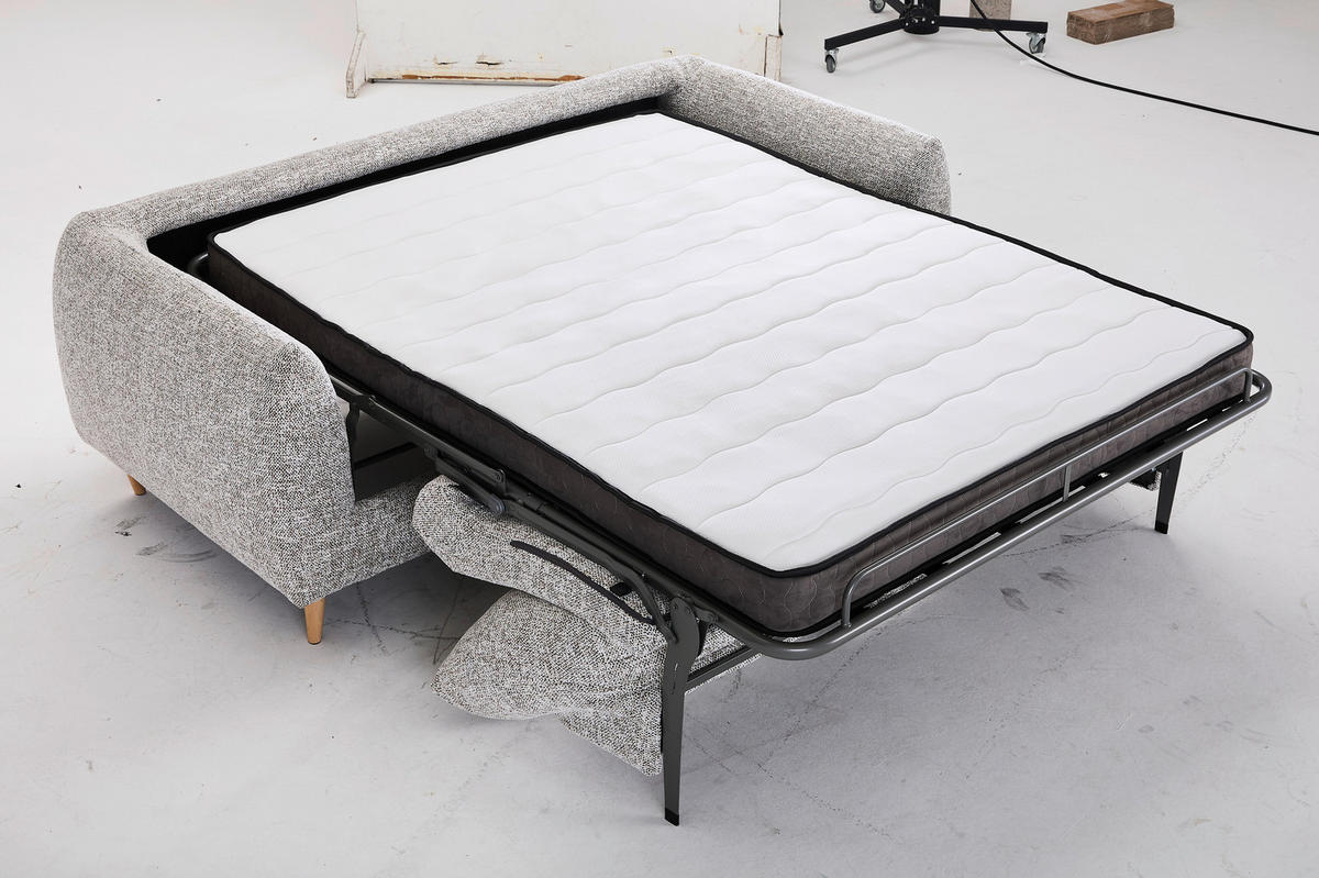 SCHLAFSOFA Flachgewebe Grau  - Naturfarben/Grau, Design, Holz/Textil (205/85/103cm) - Novel