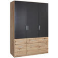 KLEIDERSCHRANK  in Dunkelgrau, Eiche Artisan  - Dunkelgrau/Silberfarben, Design, Holzwerkstoff/Kunststoff (136/197/54cm) - Carryhome