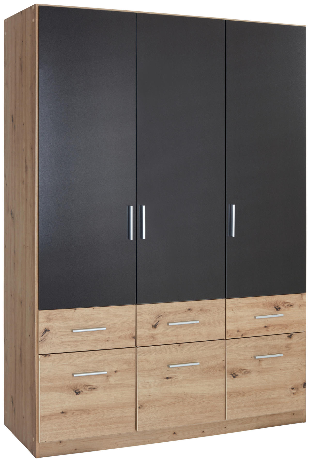 KLEIDERSCHRANK in Dunkelgrau, Eiche Artisan  - Dunkelgrau/Silberfarben, Design, Holzwerkstoff/Kunststoff (136/197/54cm) - Carryhome