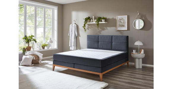 BOXSPRINGBETT 180/200 cm  in Dunkelblau  - Eichefarben/Dunkelblau, KONVENTIONELL, Holz/Textil (180/200cm) - Carryhome