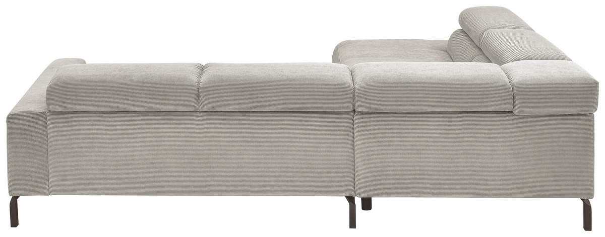 ECKSOFA inkl. Funktion Ottomane links  Hellgrau Feincord  - Hellgrau/Schwarz, Design, Textil/Metall (219/273cm) - Pure Home Lifestyle