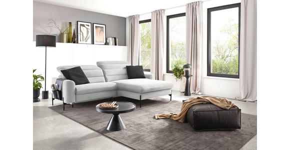 ECKSOFA in Flachgewebe Ecru  - Ecru/Schwarz, Design, Textil/Metall (252/191cm) - Dieter Knoll