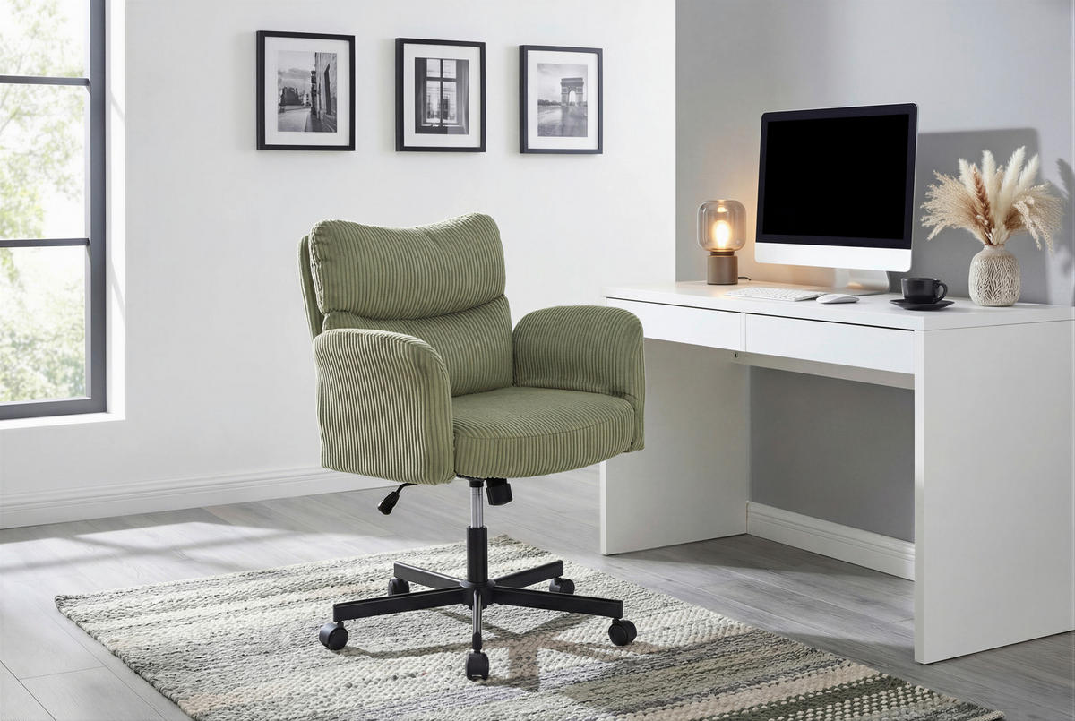 FORGÓSZÉK  kord zöld  - fekete/zöld, Modern, műanyag/textil (73/85-95/65cm) - Livetastic