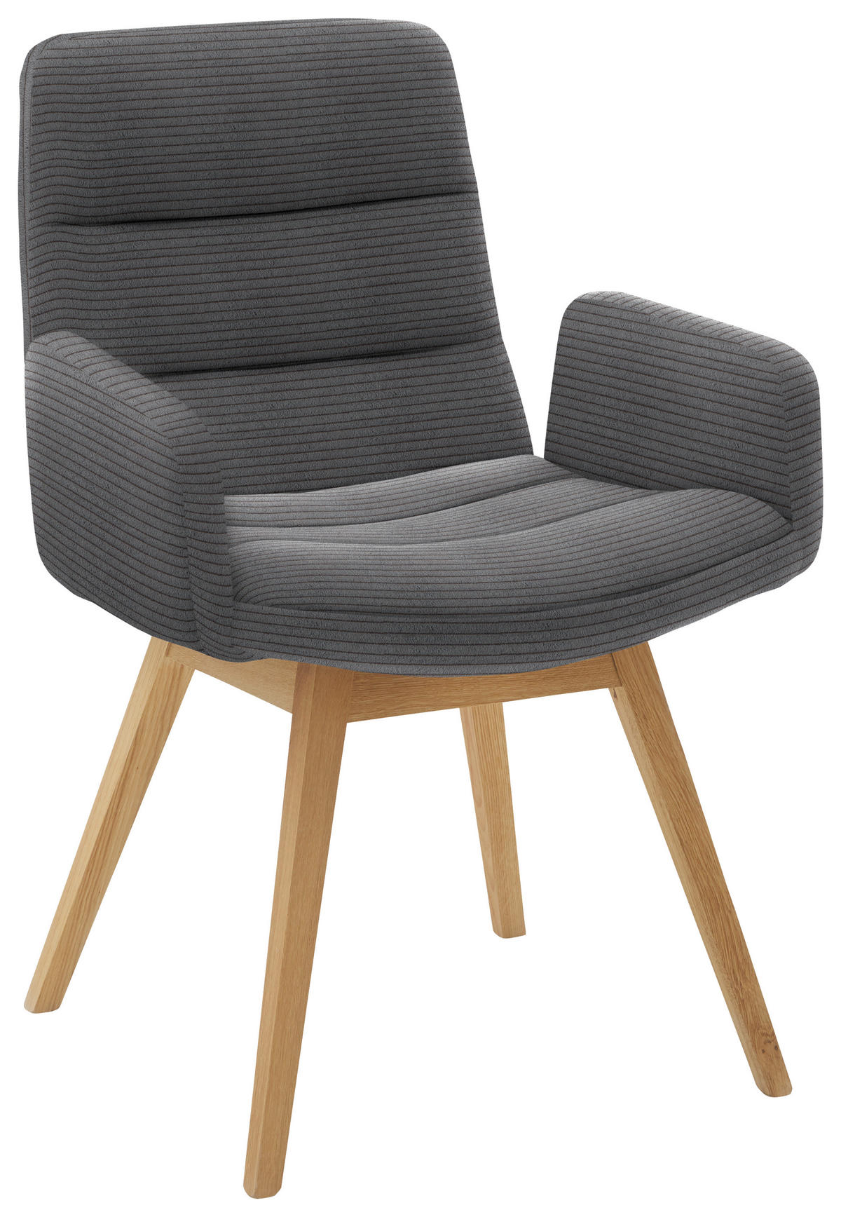 ARMLEHNSTUHL  in Cord  - Dunkelgrau/Naturfarben, Design, Holz/Textil (61/88/66cm) - Dieter Knoll