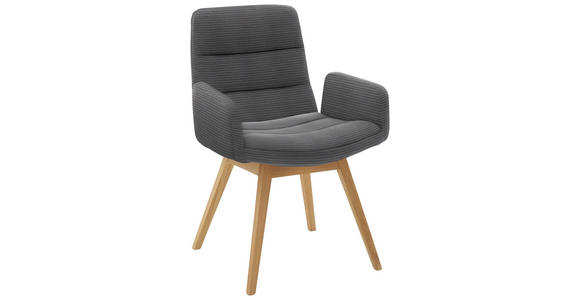 ARMLEHNSTUHL  in Cord  - Dunkelgrau/Naturfarben, Design, Holz/Textil (61/88/66cm) - Dieter Knoll