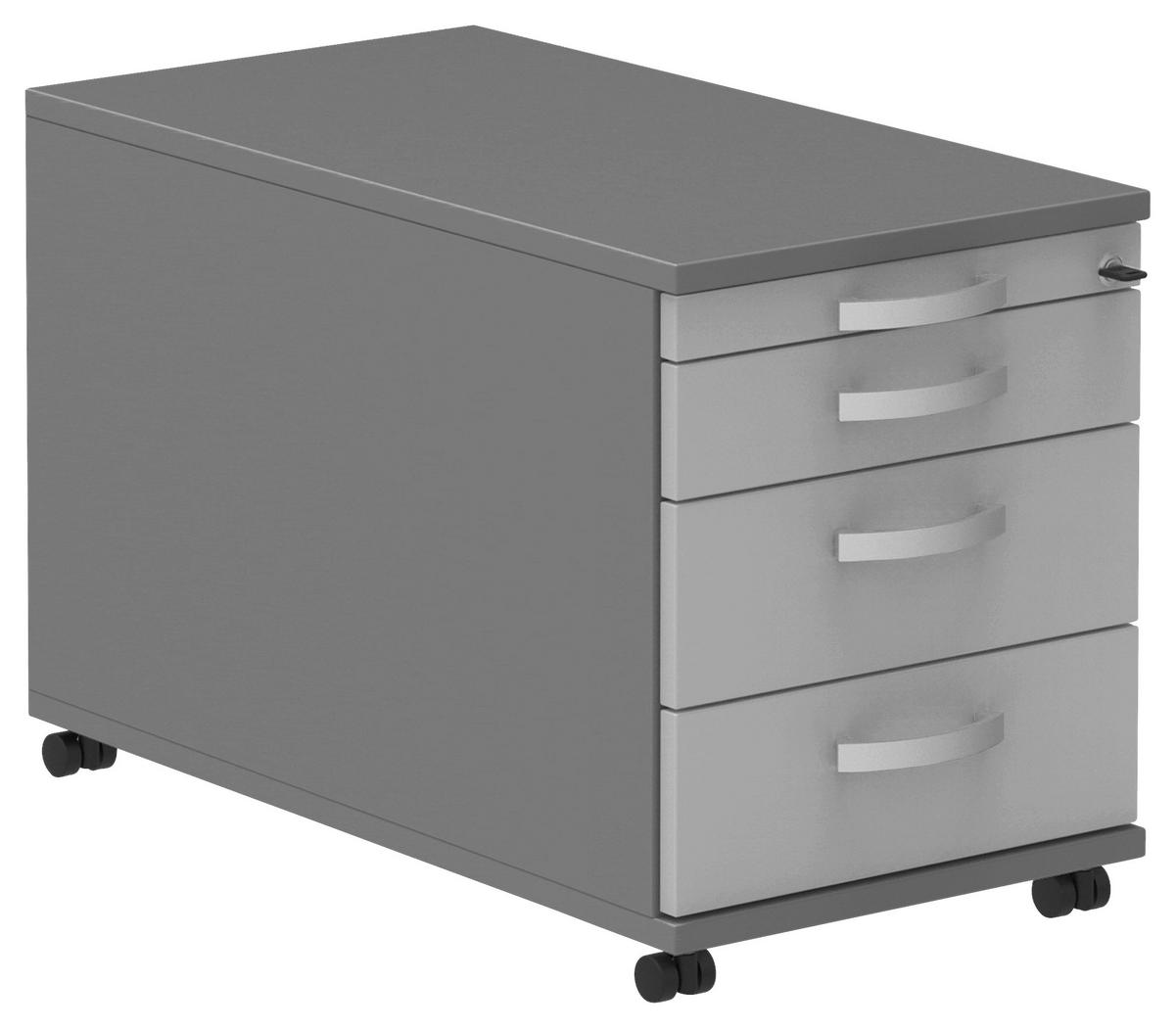 ROLLCONTAINER 42,7/54,4/80 cm  - Anthrazit/Hellgrau, KONVENTIONELL, Holzwerkstoff/Metall (42,7/54,4/80cm) - Moderano