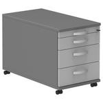 ROLLCONTAINER Anthrazit, Alufarben, Hellgrau  - Anthrazit/Hellgrau, KONVENTIONELL, Holzwerkstoff/Metall (42,7/54,4/80cm) - Moderano