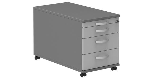 ROLLCONTAINER Anthrazit, Alufarben, Hellgrau  - Anthrazit/Hellgrau, KONVENTIONELL, Holzwerkstoff/Metall (42,7/54,4/80cm) - Moderano