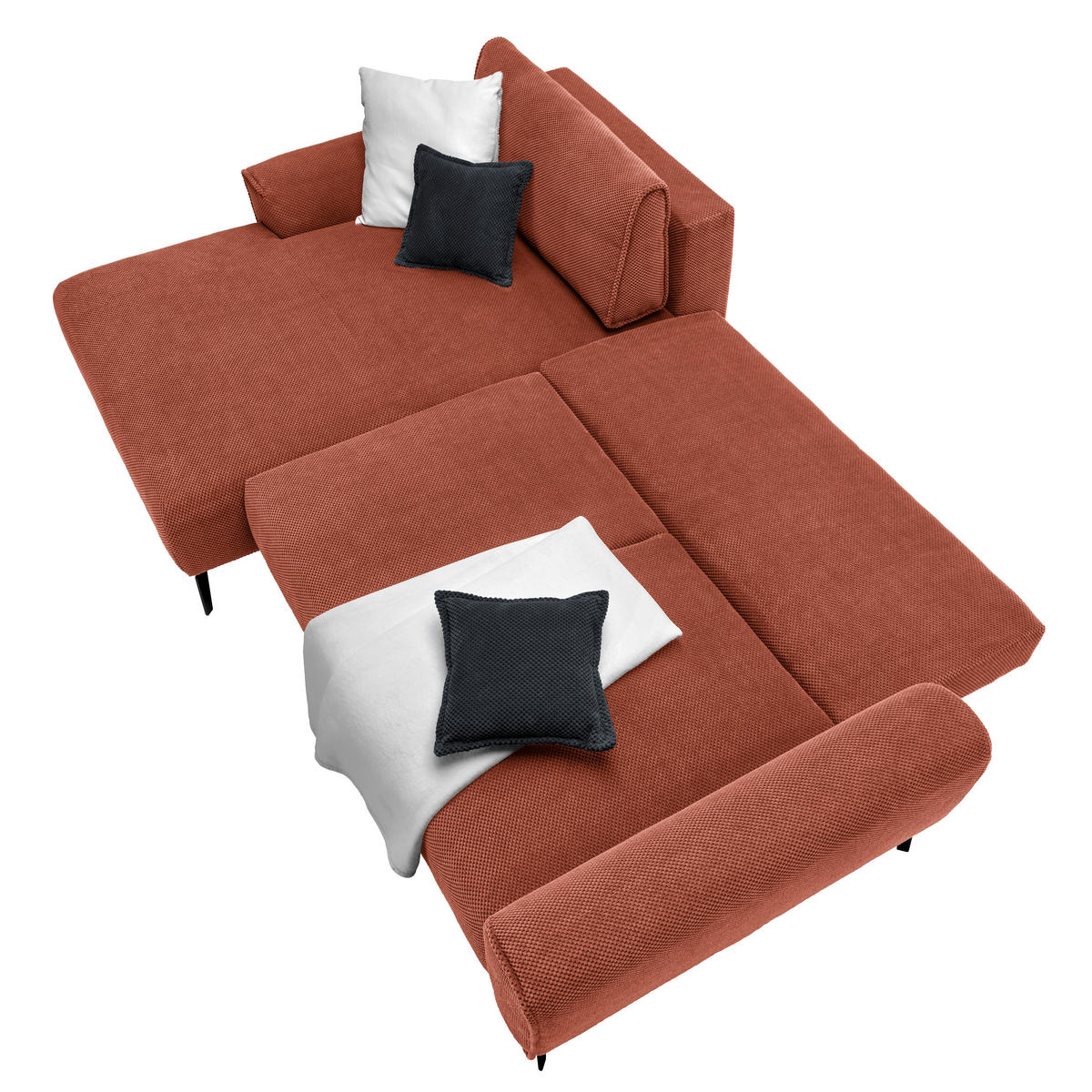 ECKSOFA in Webstoff Dunkelorange  - Dunkelorange/Schwarz, Design, Textil/Metall (170/272cm) - Welnova