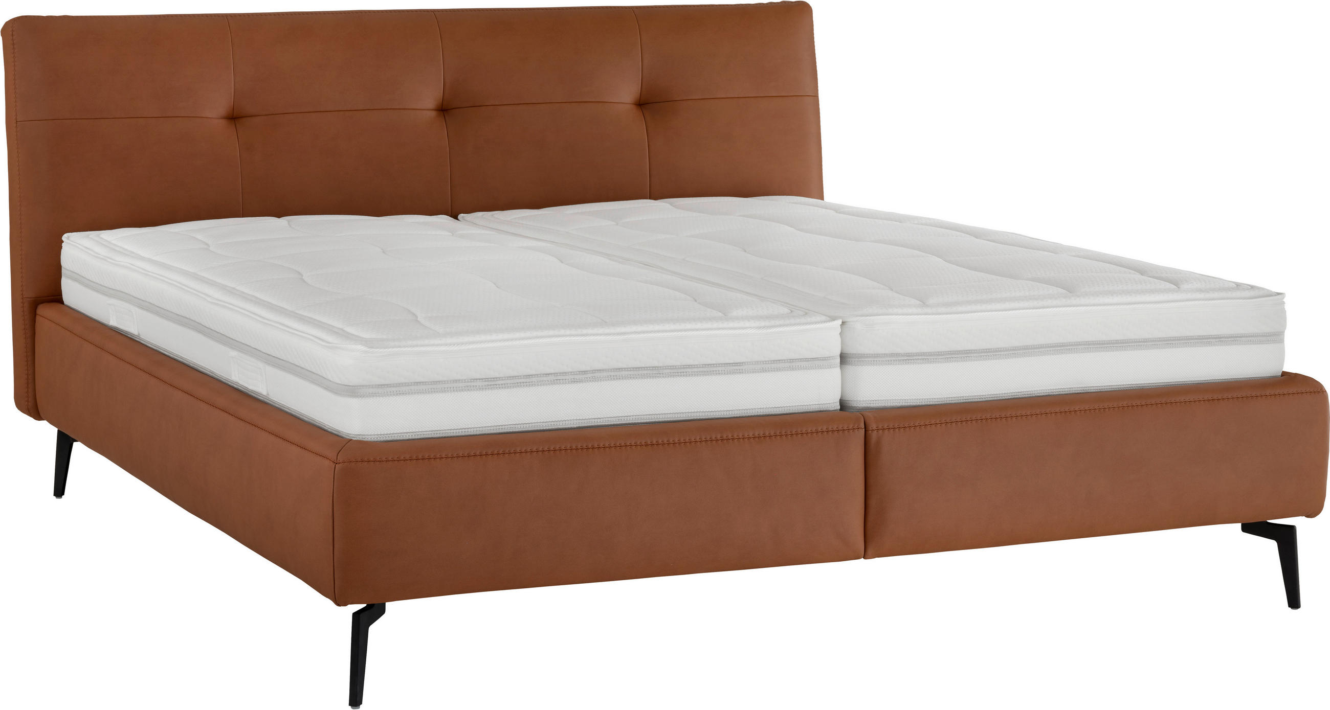 POLSTERBETT 180/200 cm  in Braun, Cognac  - Weiss/Cognac, Modern, Holz/Holzwerkstoff (180/200cm) - Beldomo - Sleep