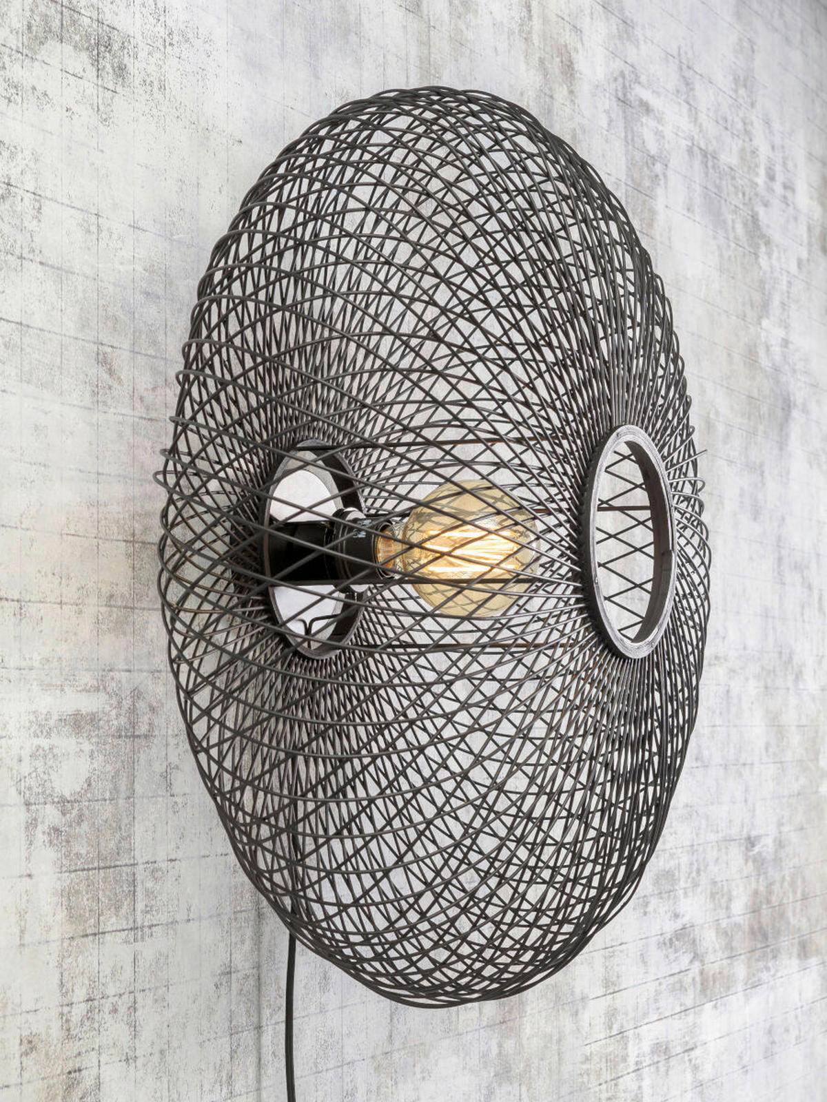 VÄGGLAMPA Cango 63/38 cm   - svart, Natur, naturmaterial (63/38cm) - Good & Mojo