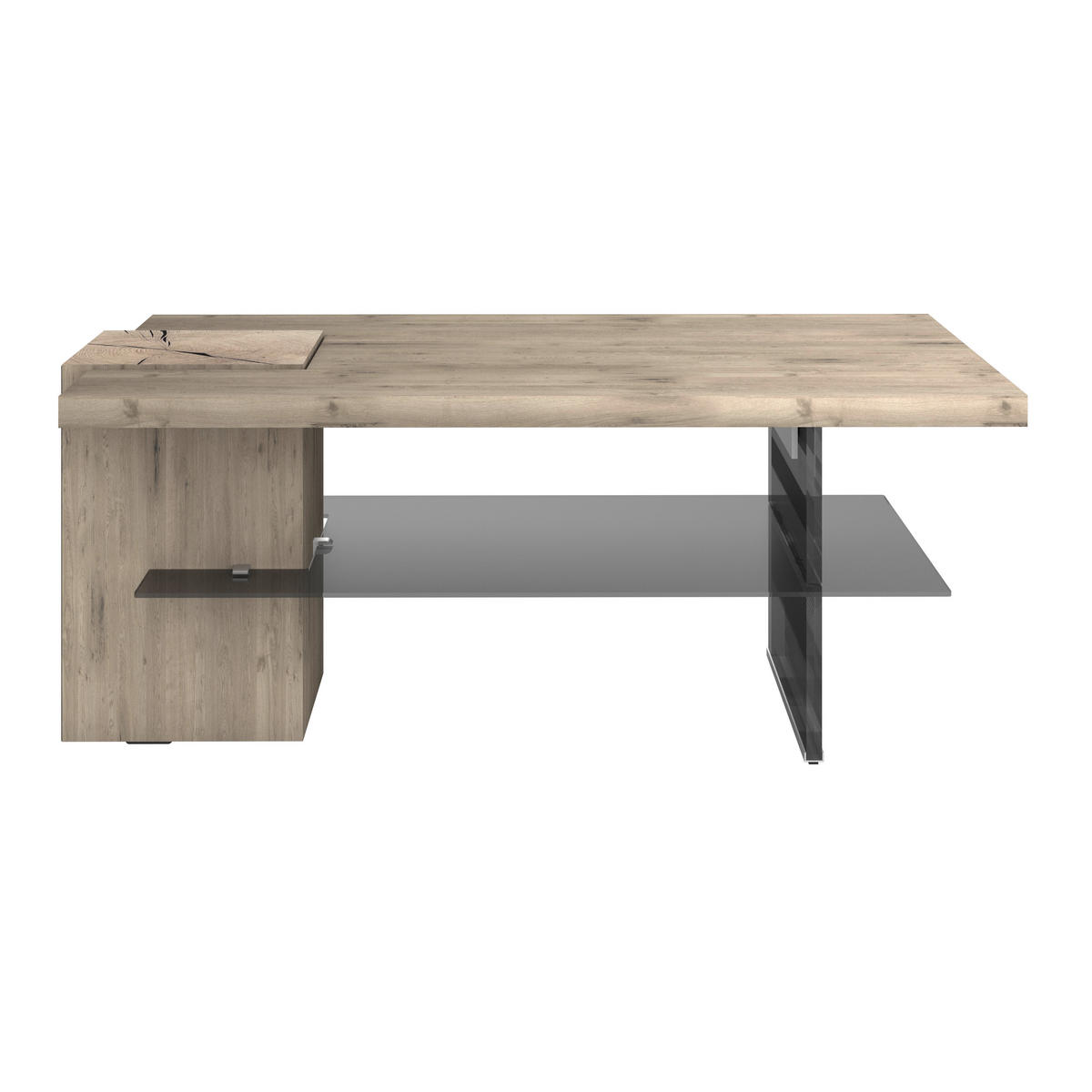 COUCHTISCH Altholz, Eiche furniert ESG, Parsolglas 123,8/75/50 cm rechteckig Grau, Eichefarben  - Eichefarben/Grau, Design, Glas/Holz (123,8/75/50cm) - Voglauer