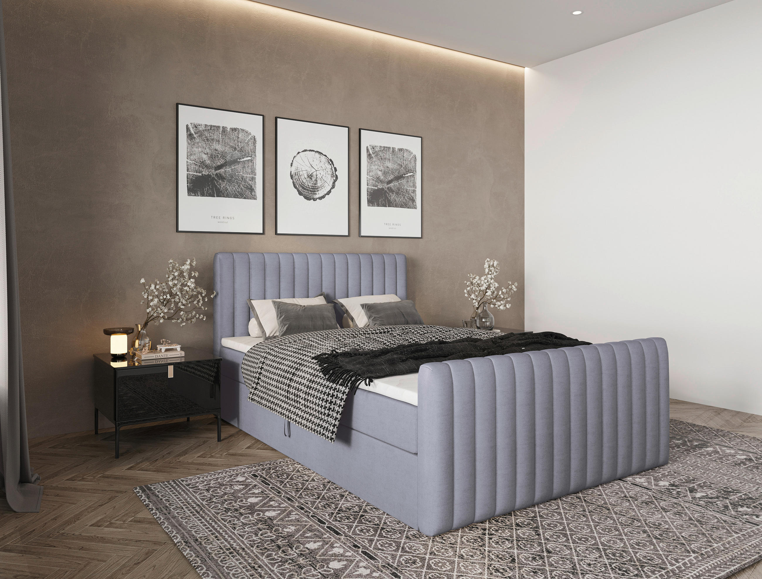 BOXBETT 140/200 cm  Grau  - Schwarz/Grau, Basics, Kunststoff/Textil (140/200cm) - Carryhome