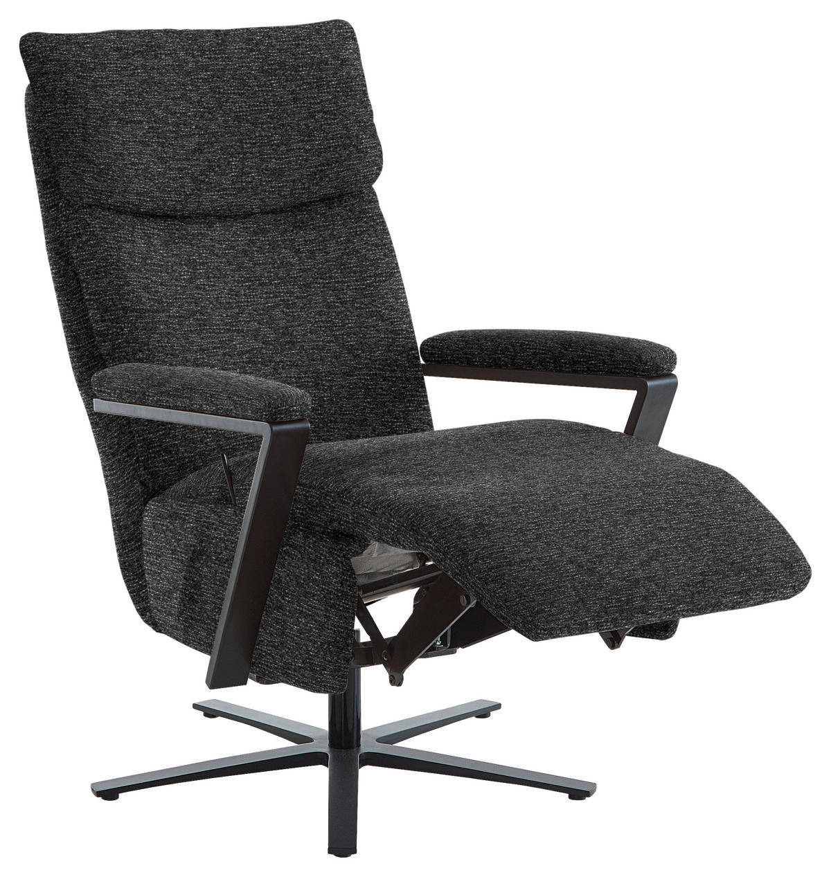 RELAXSESSEL in Textil Anthrazit  - Anthrazit/Schwarz, Design, Textil/Metall (68/117/85cm) - Cantus