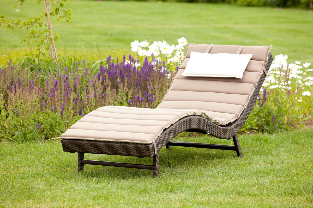 GARTENLIEGE 188/75/66 cm  - Taupe/Beige, MODERN, Kunststoff/Metall (188/75/66cm) - Gardenson