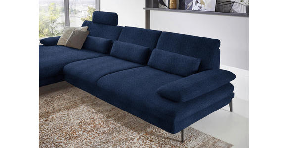 ECKSOFA in Chenille Dunkelblau  - Schwarz/Dunkelblau, Design, Textil/Metall (180/310cm) - Dieter Knoll