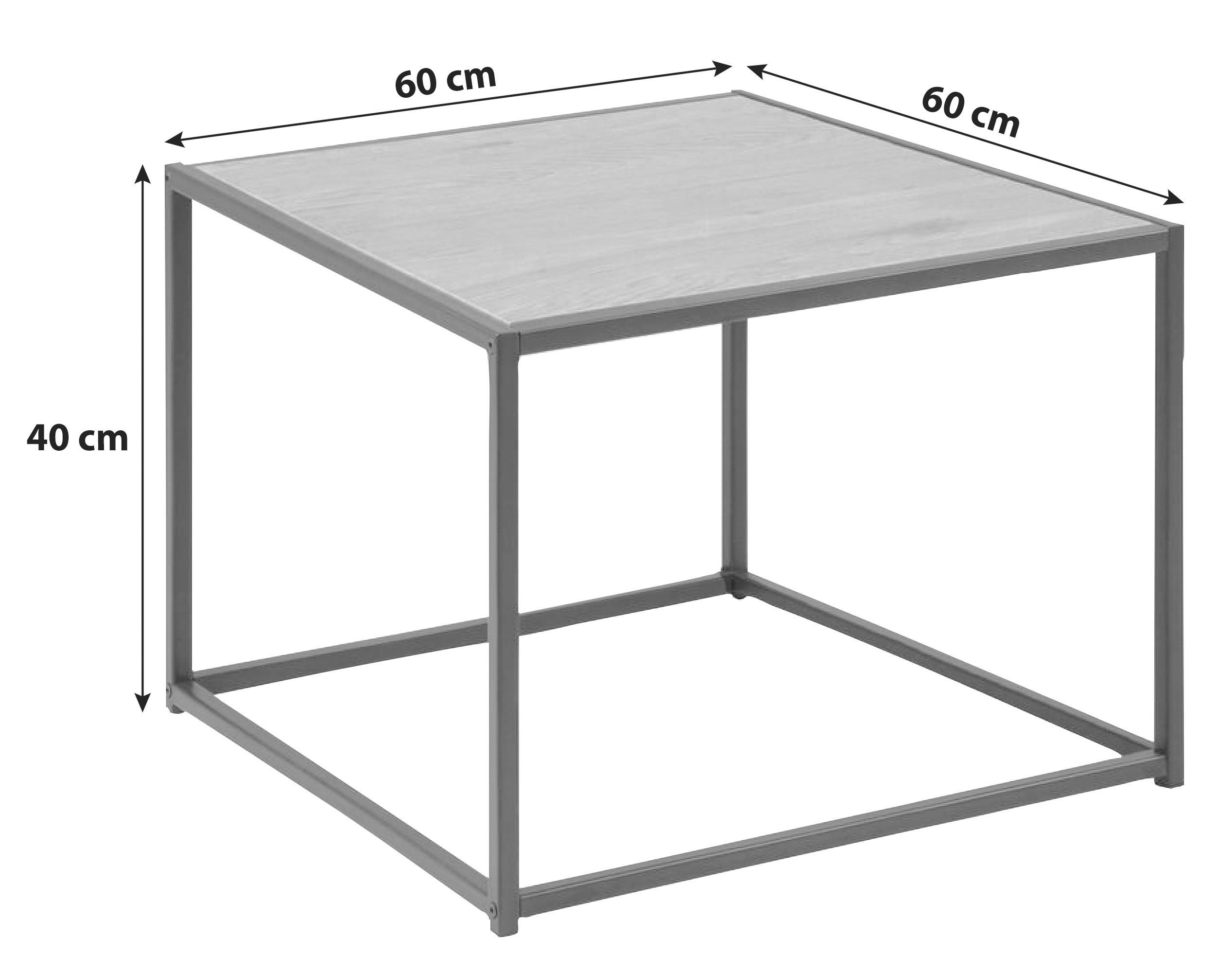 COUCHTISCH quadratisch Eichefarben, Schwarz 60/60/40 cm - Eichefarben/Schwarz, Trend, Metall (60/60/40cm) - MID.YOU