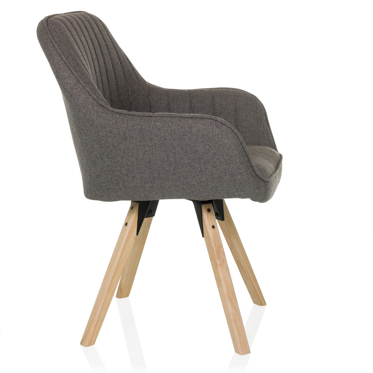 STOL MED ARMSTÖD flatväv  - mörkgrå/bokfärgad, Modern, trä/textil (56/84/62cm) - MID.YOU