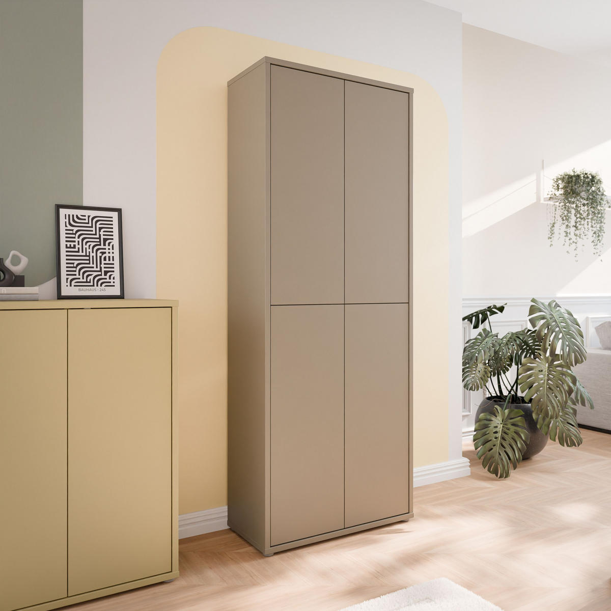 SCHUHSCHRANK Taupe  - Taupe/Grau, MODERN, Holzwerkstoff/Kunststoff (74,5/191,9/34,9cm) - Carryhome