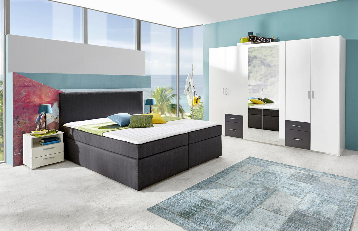 OMARA ZA OBLAČILA, barve grafita, bela  - srebrne barve/bela, Design, umetna masa/steklo (270/210/58cm) - Carryhome