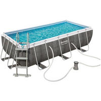 POOLSET 56721GS RECTANGULAR 404/201/100 cm  - Blau/Dunkelgrau, KONVENTIONELL, Kunststoff/Metall (404/201/100cm) - Bestway