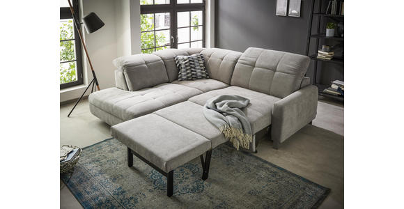 WOHNLANDSCHAFT in Textil Hellgrau - Chromfarben/Hellgrau, Design, Textil/Metall (221/251cm) - Dieter Knoll