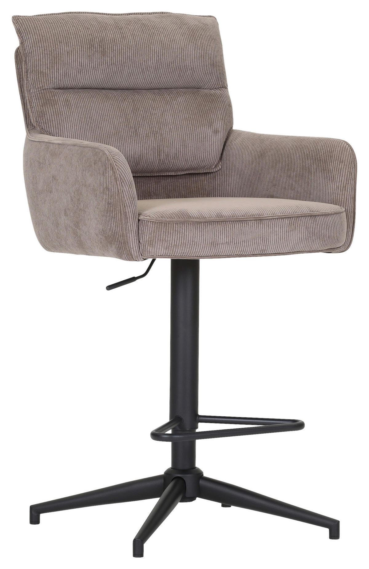 BARHOCKER Cord Braun Stoffauswahl, Sitzfläche 360° drehbar  - Schwarz/Braun, Design, Textil/Metall (54/98-120/58cm) - Novel