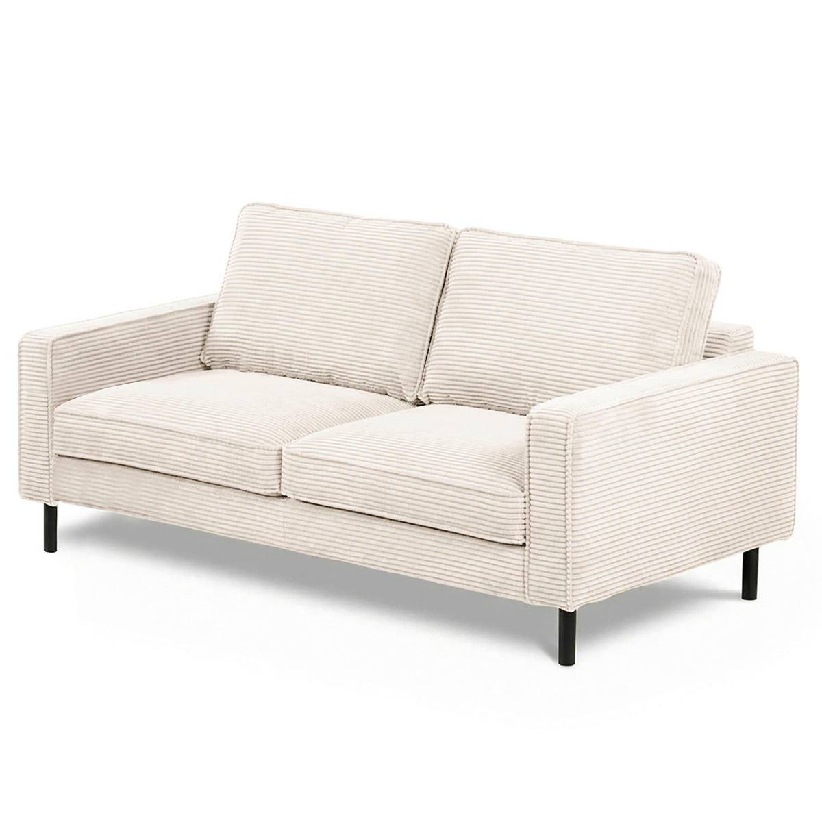 3-SITZER-SOFA Cord Creme  - Creme/Schwarz, Design, Textil/Metall (188/85/92cm) - Livetastic