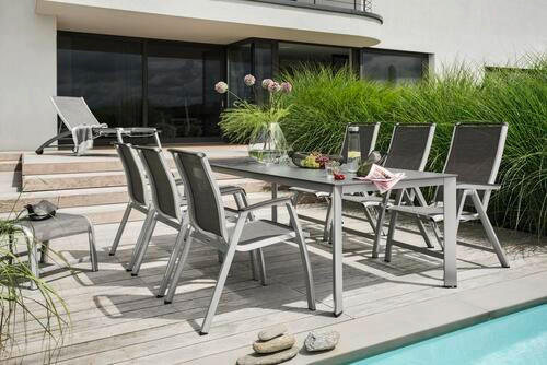 GARTENKLAPPSESSEL Aluminium Graphitfarben, Silberfarben  - Silberfarben/Graphitfarben, Basics, Textil/Metall (63/112/68cm) - Kettler