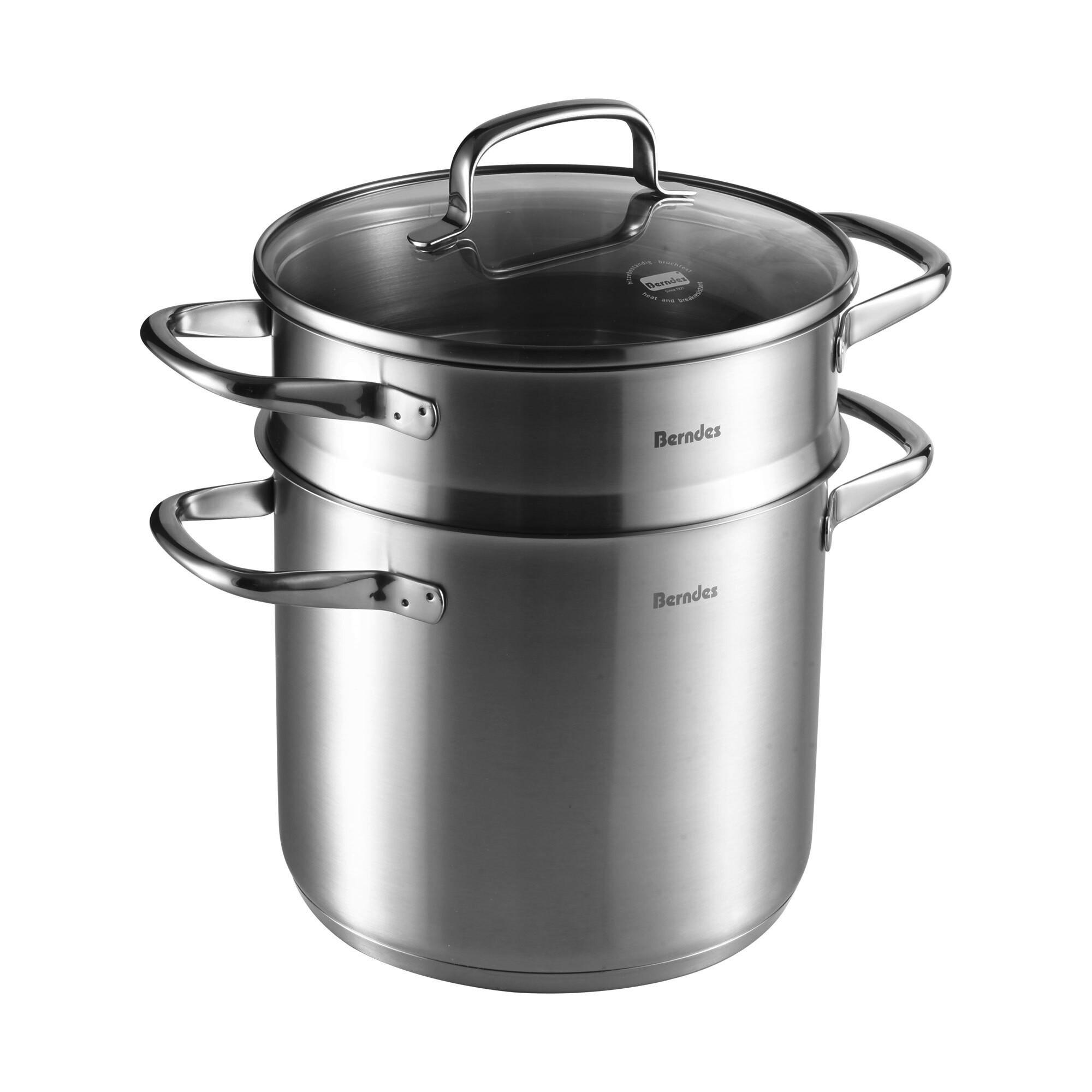 PASTATOPF b.vital 5,5 L  - Grau, Basics, Glas/Metall (17,5/22/20cm) - Berndes