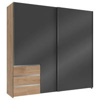 SCHWEBETÜRENSCHRANK in Grau, Eichefarben  - Chromfarben/Eichefarben, Modern, Holzwerkstoff (250/236/65cm) - MID.YOU