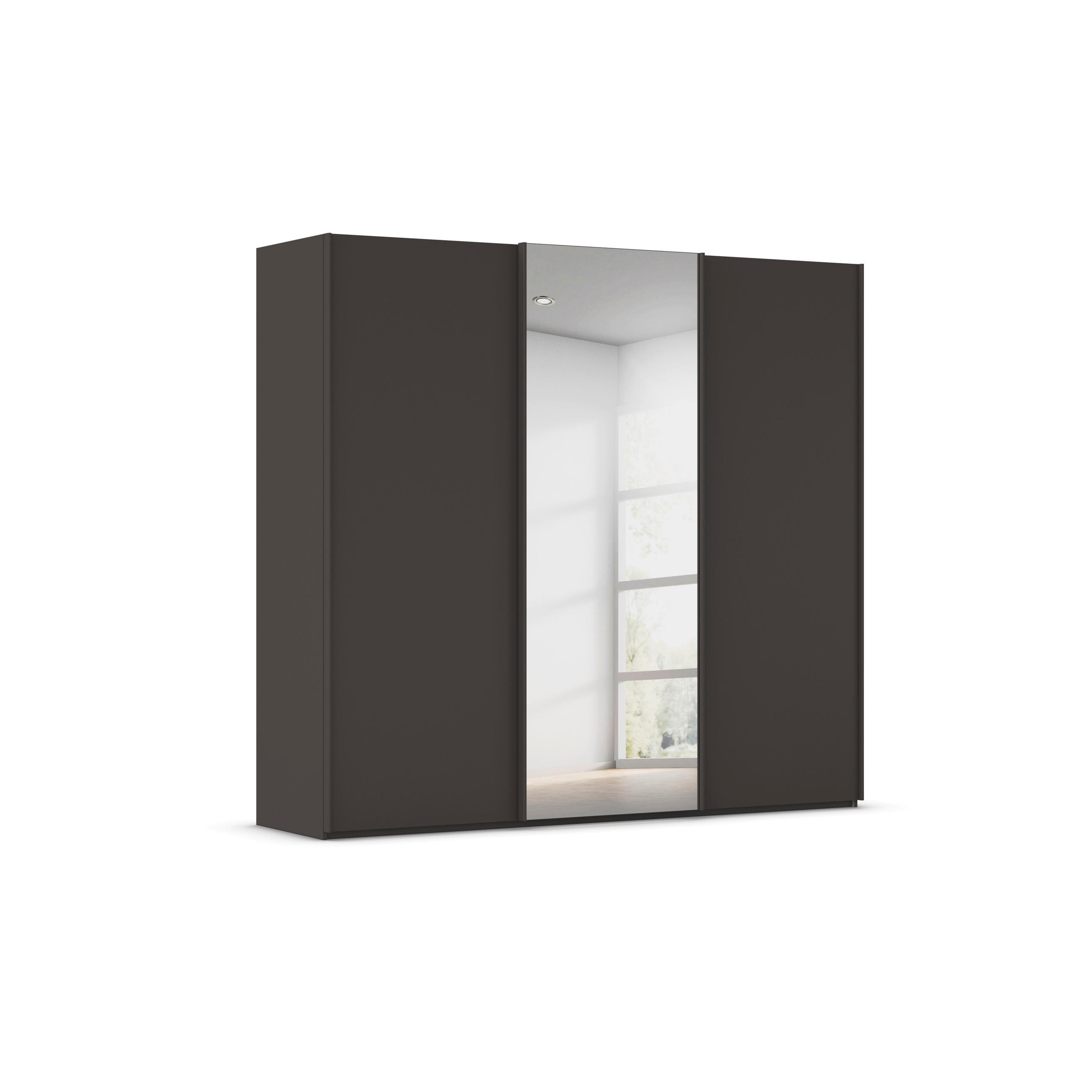SCHWEBETÜRENSCHRANK 242/223/69 cm,  in Graphitfarben, 3 Tür(en)  - Graphitfarben, Basics, Glas/Holzwerkstoff (242/223/69cm) - Rauch Möbel