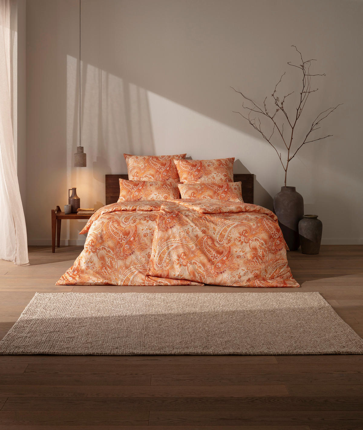 BETTWÄSCHE Atelier Makosatin 155/220 cm  - Orange, Design, Textil (155/220cm) - Estella