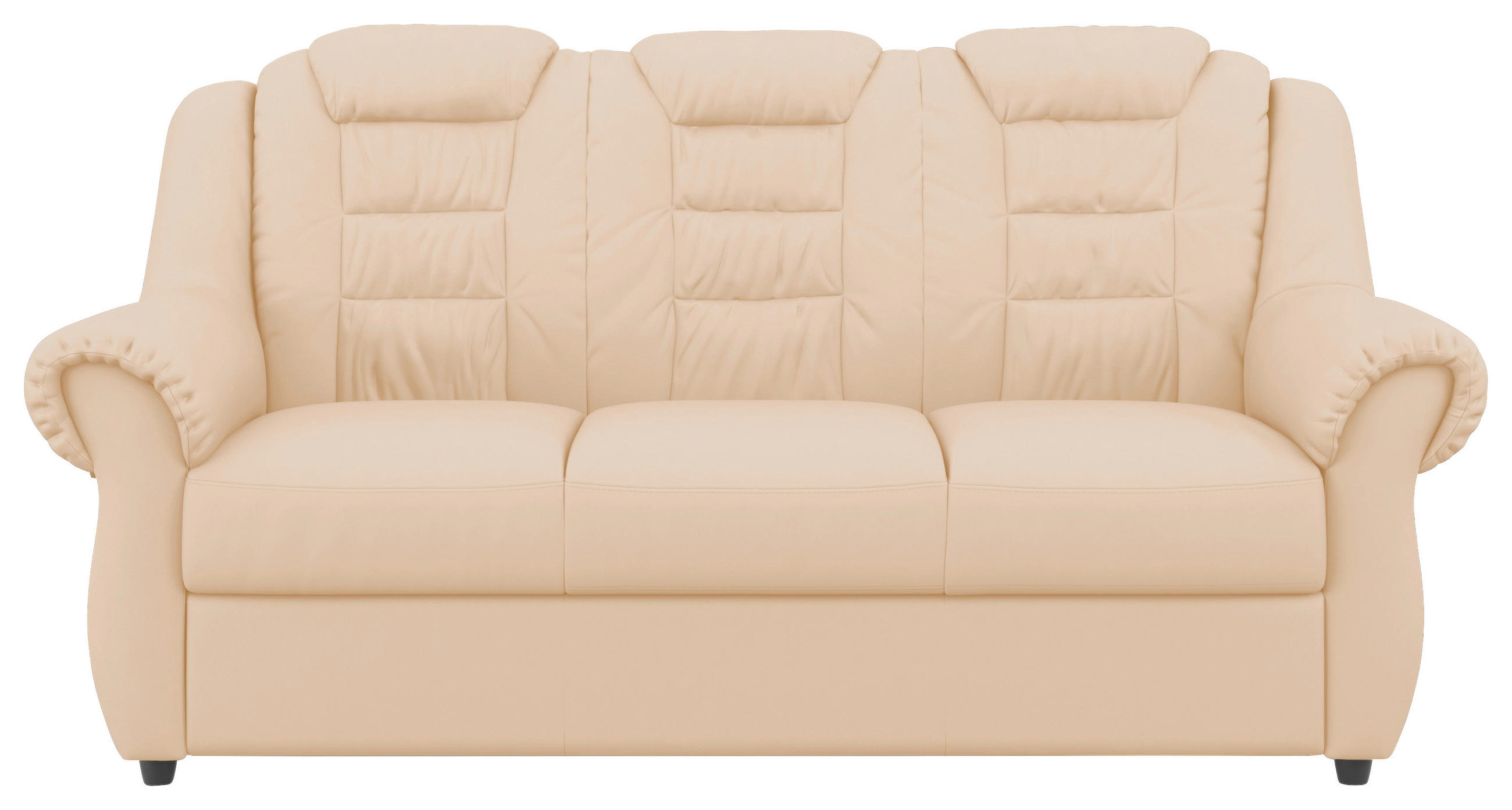 3-SITZER-SOFA Lederlook Beige - Beige/Schwarz, KONVENTIONELL, Kunststoff/Textil (196/102/101cm) - Livetastic