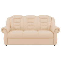 3-SITZER-SOFA Lederlook Beige  - Beige/Schwarz, KONVENTIONELL, Kunststoff/Textil (196/102/101cm) - Livetastic