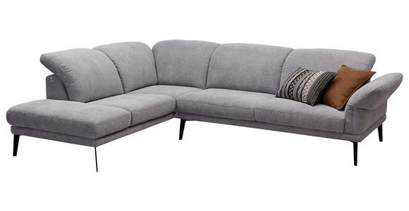WOHNLANDSCHAFT Grau Webstoff - Schwarz/Grau, Design, Textil/Metall (226/292cm) - Valnatura