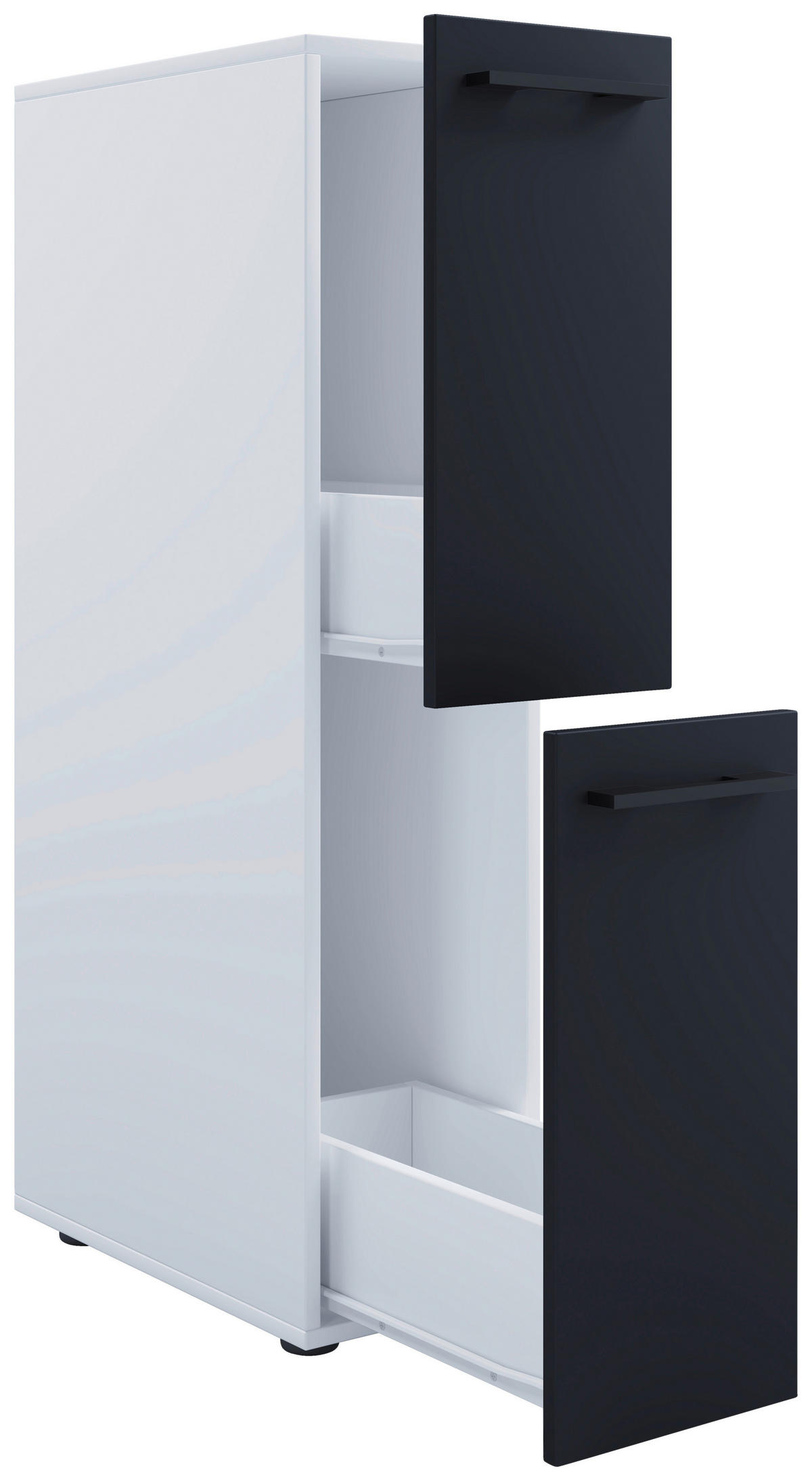 MIDISKÅP  - vit/svart, Modern, metall/trämaterial (25/110/50cm) - MID.YOU