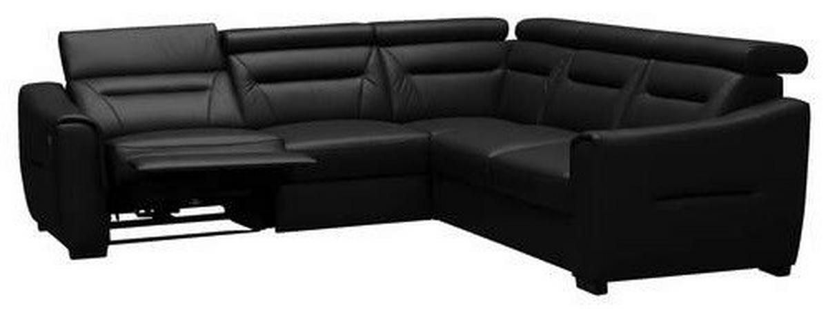 ECKSOFA Lederlook Echtleder Schwarz  - Wengefarben/Schwarz, Design, Leder/Holz (260/260cm) - Celina Home