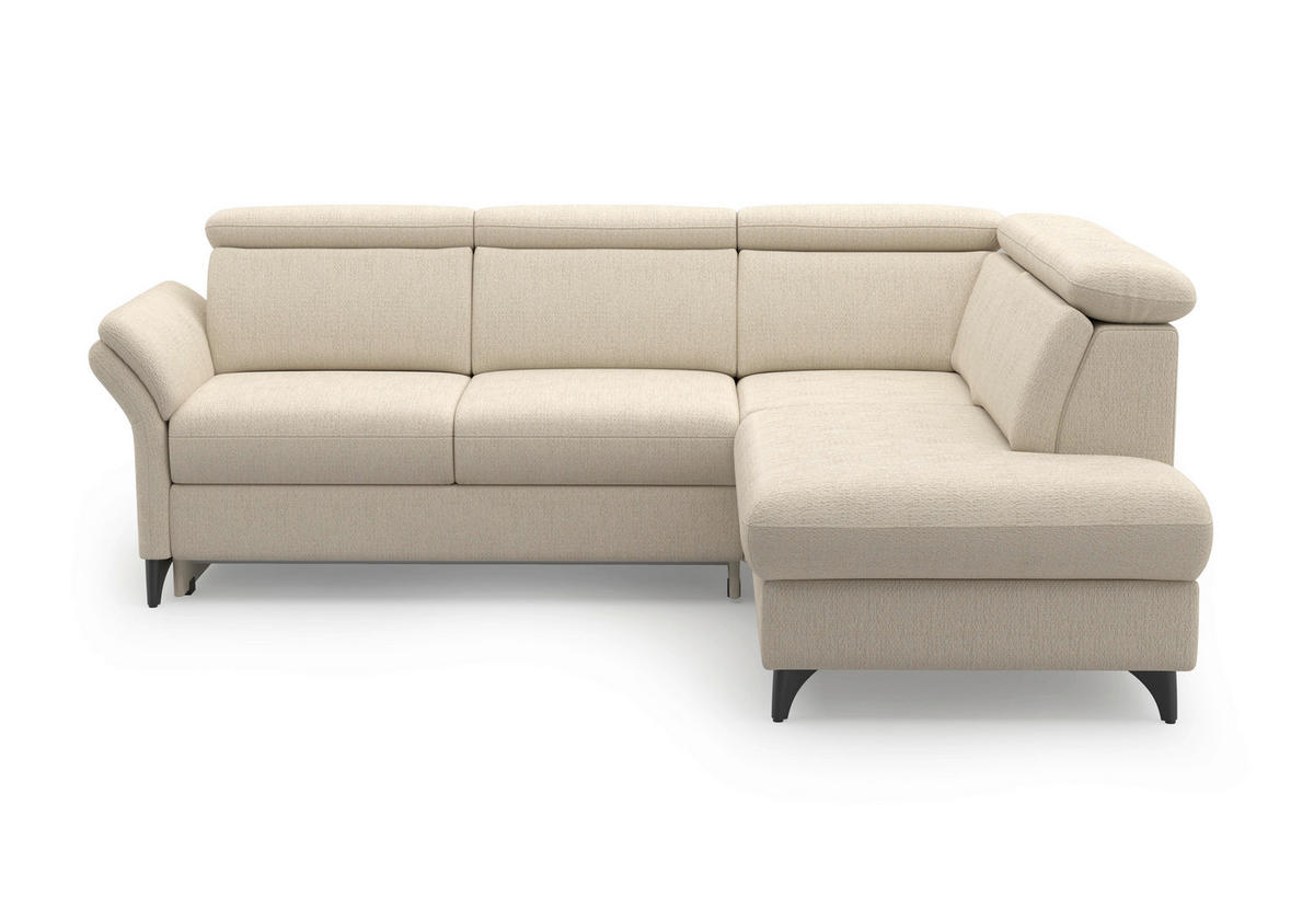 ECKSOFA GLENDALE E Sandfarben Chenille  - Sandfarben/Schwarz, KONVENTIONELL, Textil/Metall (247/193cm) - Sit & More