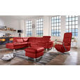 ECKSOFA in Echtleder Rot  239/271 cm  - Rot/Alufarben, Design, Leder/Metall (239/271cm) - Cantus