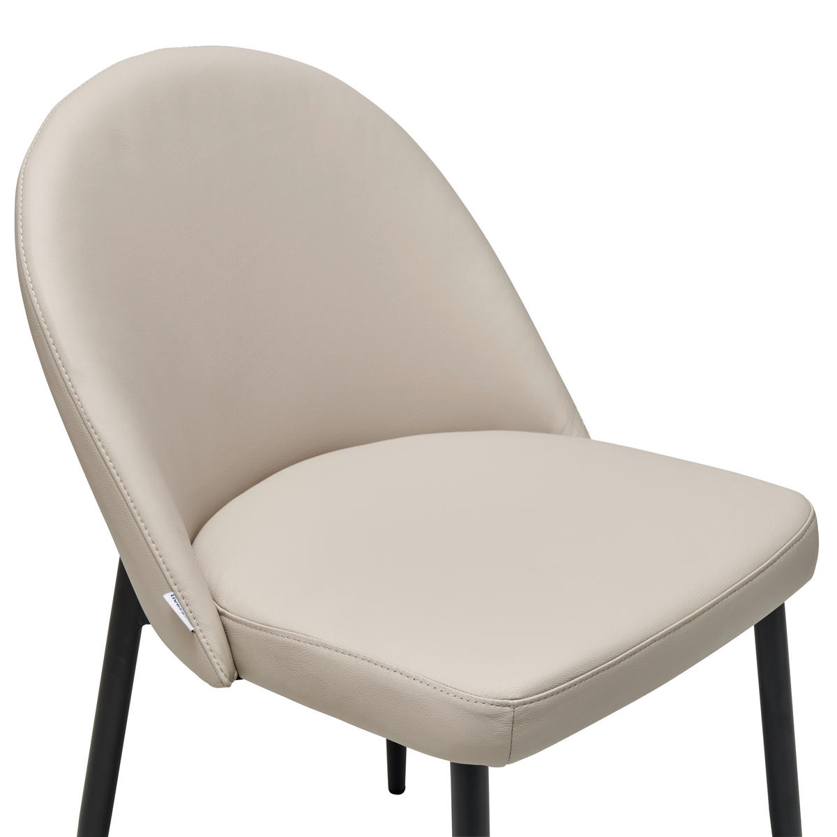STUHL  in Stahl Echtleder pigmentiert  - Beige/Schwarz, Design, Leder/Metall (51.5/81.5/61cm) - Livetastic