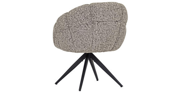ARMLEHNSTUHL  Sitzfläche 360° drehbar Chenille  - Graubraun/Schwarz, Design, Textil/Metall (70/84/64cm) - Novel