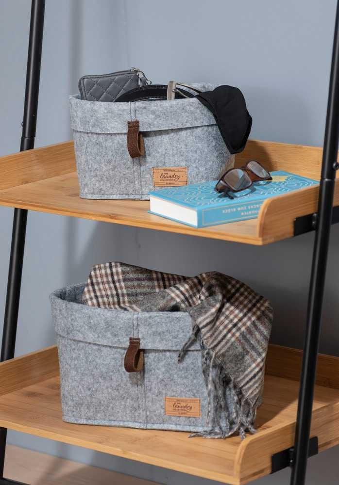 AUFBEWAHRUNGSKÖRBCHEN  - Dunkelbraun/Grau, KONVENTIONELL, Textil (14/16/16cm) - Wenko