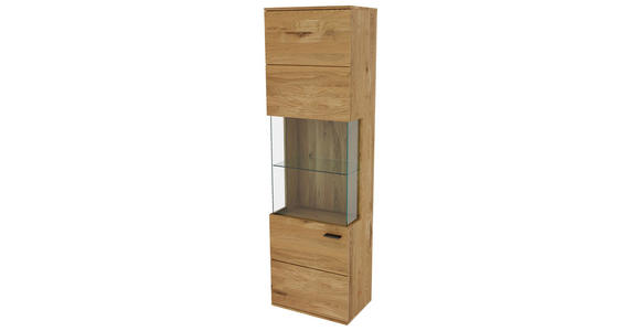 VITRINE  in massiv Eiche Eichefarben, Eiche Artisan  - Transparent/Eichefarben, Natur, Glas/Holz (60/205/40cm) - Linea Natura