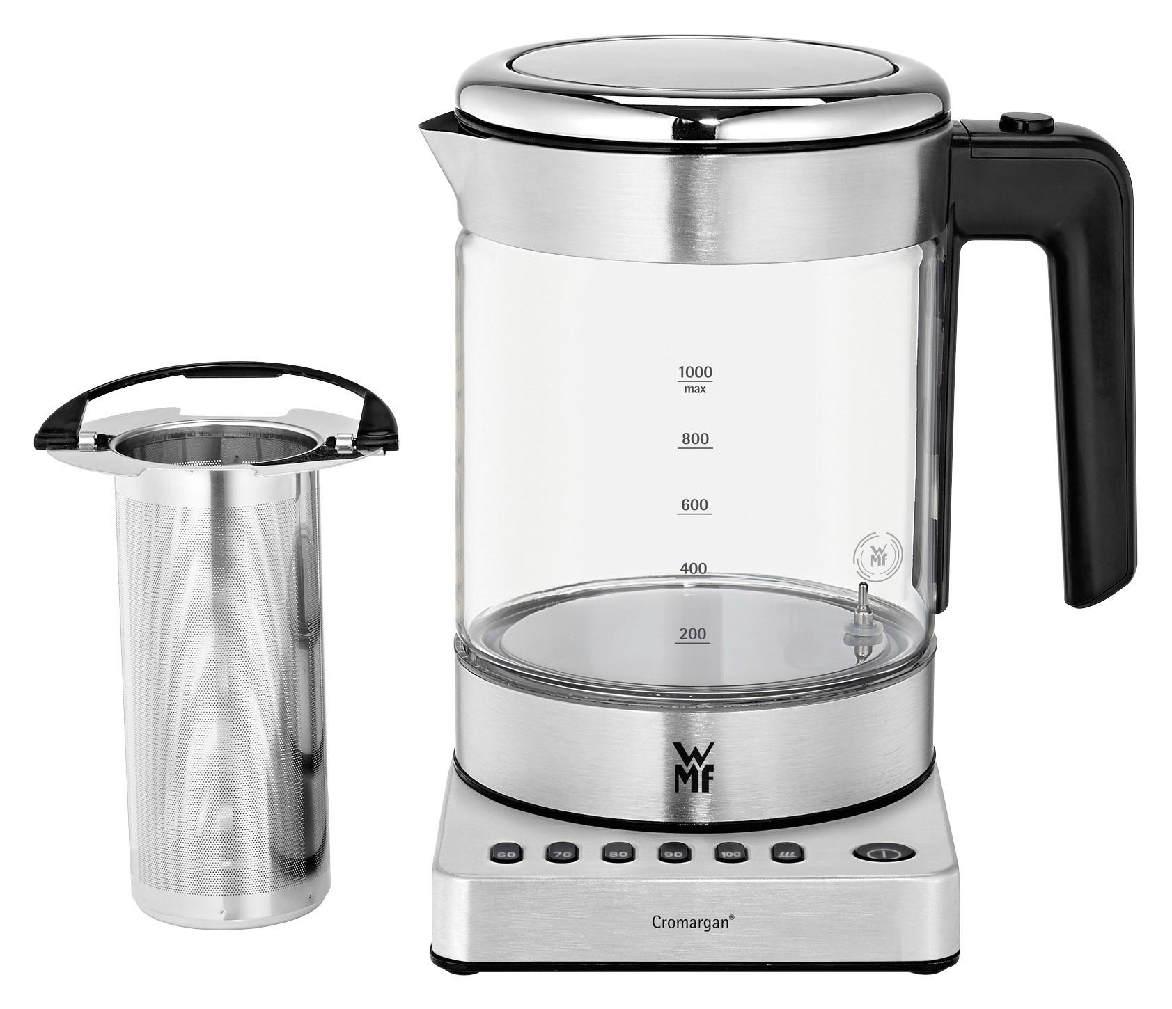 WASSERKOCHER Vario 1 l - Silberfarben/Schwarz, Design, Metall - WMF