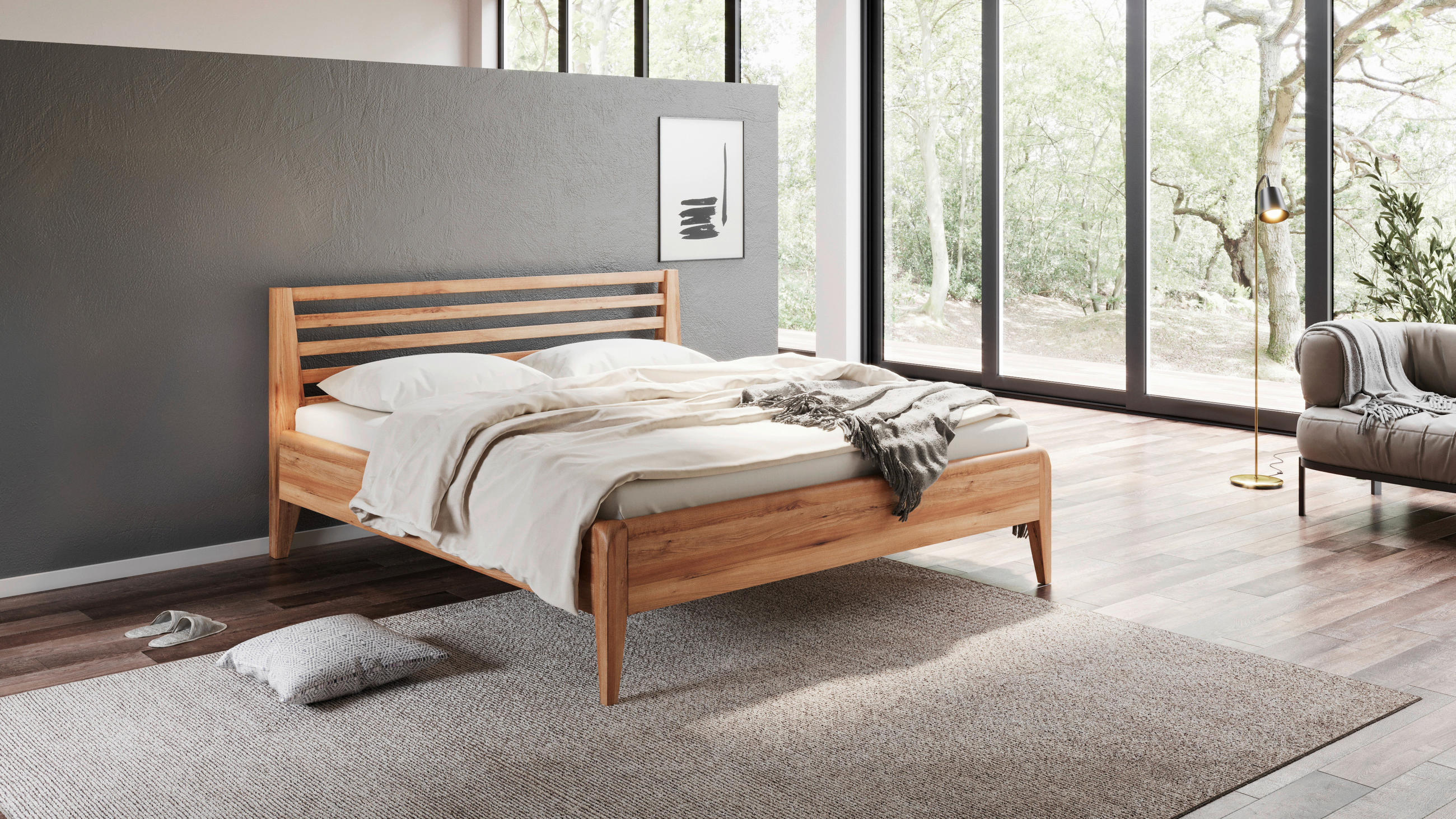 BETT 140/200 cm  in Naturfarben, Kernbuche  - Naturfarben/Kernbuche, MODERN, Holz (140/200cm) - MID.YOU