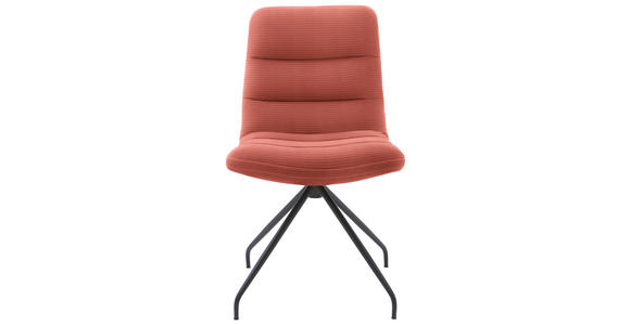 STUHL  in Cord Textil  - Aprikose/Schwarz, Design, Textil/Metall (52/88/66cm) - Dieter Knoll