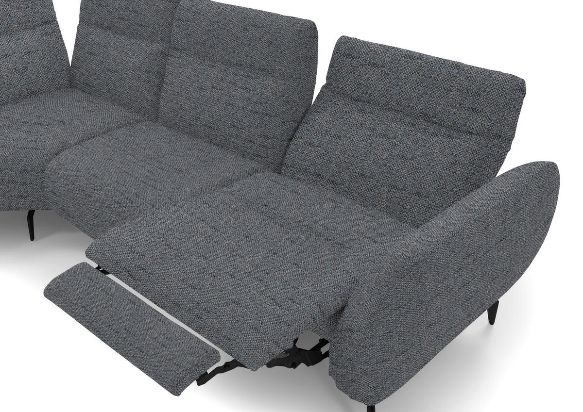 ECKSOFA in Webstoff Grau  - Schwarz/Grau, Design, Textil/Metall (223/290cm) - Moderano